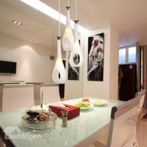 Amazing White Metal Glass Shade 3 Lights Pendant