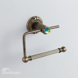 Antique Colorful Crystal Decorated Bronze Finish Brass Simple Toilet Paper Roll Holders Rack