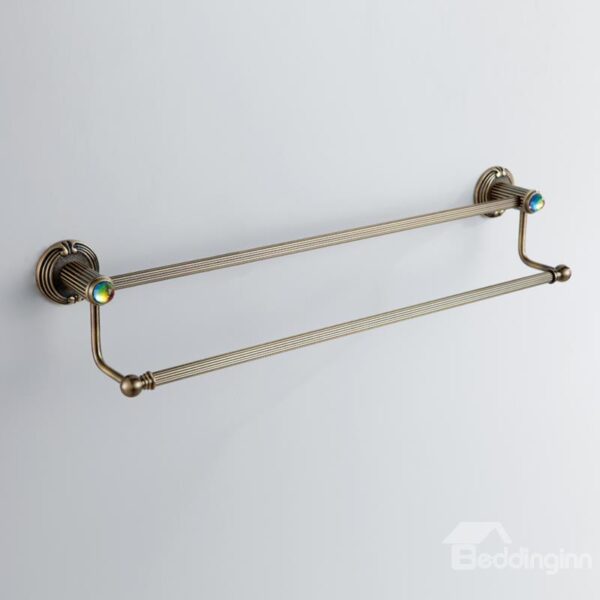 Antique Colorful Decorated Bronze Finish Brass Double Towel Bar