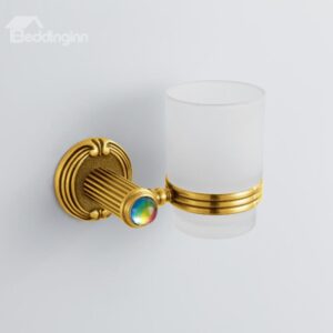 Colorful Crystal Decorated Ti-PAD Finish Brass Single Cup Toothbrush Holder Rack