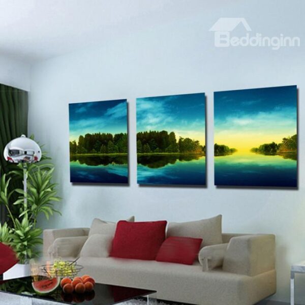 New Arrival Trees With Lake Surrounded And White Cloud Canvas Wall Prints