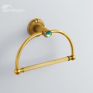 Colorful Crystal Decorated Ti-PVD Finish Brass Curved Ring Towel Ring