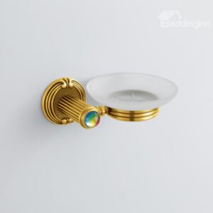 Colorful Crystal Decorated Ti-PAD Finish Brass Round Shape Soap Holders Dish