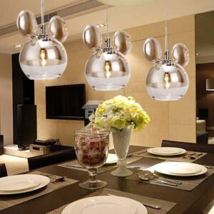 Amazing Chrome Metal Glass Shade 3 Lights Pendant