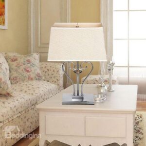 New Arrival Stunning Chrome Metal Fabric Shade 1 Light Lamp