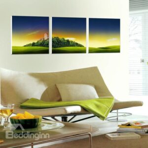 New Arrival Green Grassland and Colorful Cloud Canvas Wall Prints