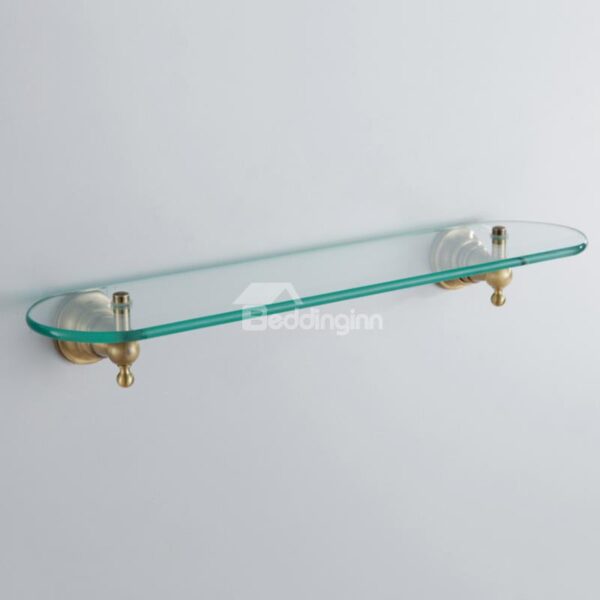 Antique Brass Bathroom Accessories Glass Shelf