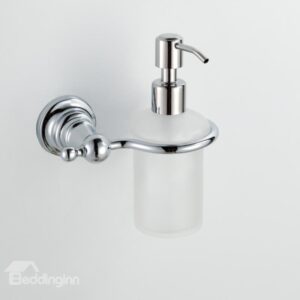 Classic Chrome Finish Contemporary Style Wall Mounted Brass Liquid Soap Dispenser Holder Rack