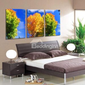New Arrival Trees With Yellow and Green Leaves and White Cloud Canvas Wall Prints