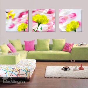 New Arrival Yellow Flowers And White and Pink Petal Canvas Wall Prints
