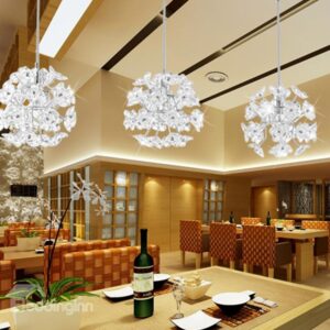 Fancy Acrylic Floral Metal Top-suching Disk 3 Lights Pendant