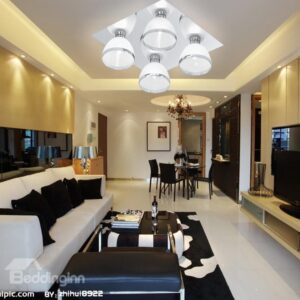 Fancy Glass Shade Metal Top-suching Disk 4 Lights Flush Mount