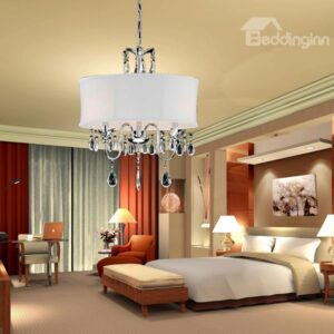 New Arrival Amazing Crystal Fabric Shade Round Pendant Light