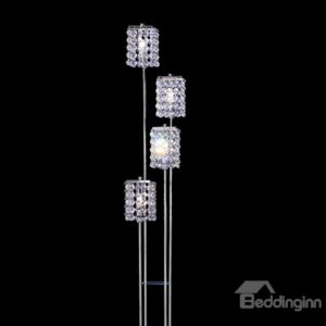 Modern Shining Metal Crystal Shade 4 Lights Floor Lamp