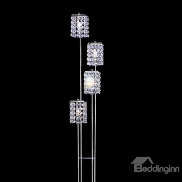 Modern Shining Metal Crystal Shade 4 Lights Floor Lamp