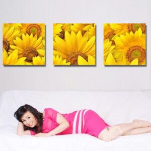 New Arrival Blooming Yellow Sunflowers Toward Sunshine Canvas Wall Prints