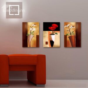 New Arrival Red and White Flowers in Distinctive Bottle Canvas Wall Prints