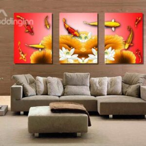 New Arrival Fish and Lotus in Water Canvas Wall Prints