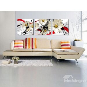 New Arrival Yellow Flowers and Geometric Figure Canvas Wall Prints