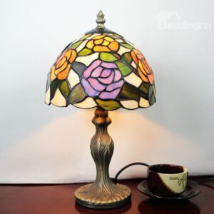 8-inch Tiffany Style Floral Pattern Stained Glass Table Lamp