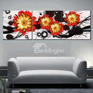 New Arrival Shiny Red Flowers Blossom Canvas Wall Prints