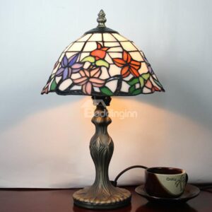 Amazing 8-inch Tiffany Style Floral Pattern Stained Glass Table Lamp