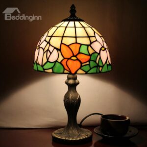 New Style 8-inch Tiffany Style Floral Pattern Stained Glass Table Lamp