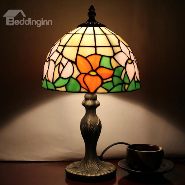 New Style 8-inch Tiffany Style Floral Pattern Stained Glass Table Lamp