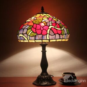 12-Inch Tiffany Style Floral Pattern Stained Glass Table Lamp
