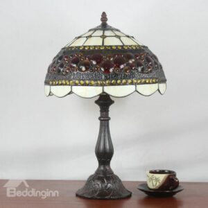 12-Inch European Retro Style Tiffany Floral Pattern Stained Glass Table Lamp