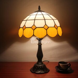 12-Inch Creative Simple Tiffany Style Check Pattern Stained Glass Table Lamp