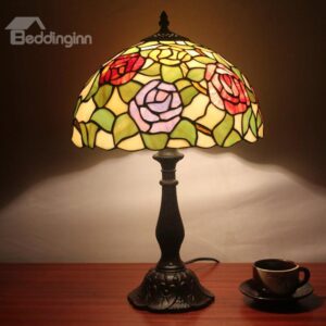 12-Inch Tempting Tiffany Style Floral Pattern Stained Glass Table Lamp