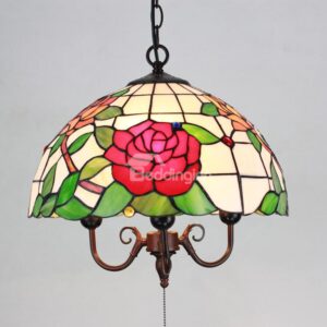 16-Inch Pretty Floral Pattern Tiffany Stained Glass Pendant Light