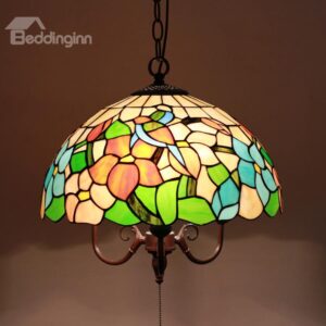 16-Inch Amazing Leaves Pattern Tiffany Stained Glass Pendant Light