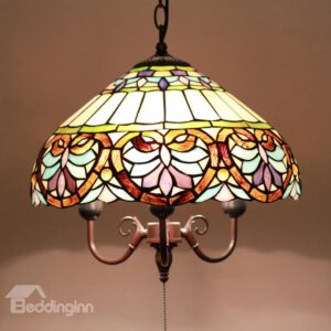 16-Inch Unique Pattern Tiffany Stained Glass Pendant Light