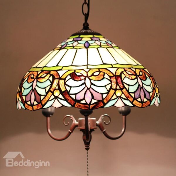 16-Inch Unique Pattern Tiffany Stained Glass Pendant Light