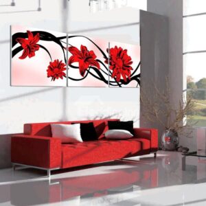 New Arrival Cute and Elegant Red Flowers Blossom Canvas Wall Prints