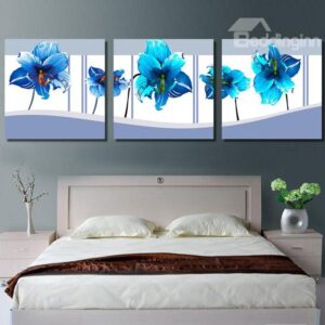 New Arrival Gorgeous Blue Flowers Blossom Canvas Wall Prints