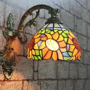 Tempting Tiffany Style Sunflower Pattern Stained Glass Wall Light