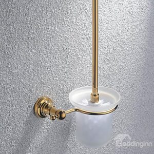 Contemporary Ti-PVD Finish Bathroom Accessories Brass Toilet Brush Rack