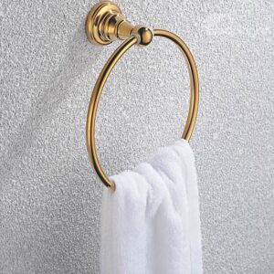 Contemporary Ti-PVD Finish Bathroom Accessories Brass Round Towel Ring