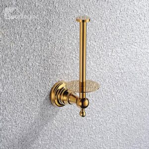 Contemporary Ti-PVD Finish Bathroom Accessories Brass Toile Paper Rack with Cover