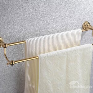 Contemporary Ti-PVD Finish Bathroom Accessories Brass Doudle Towel Rod