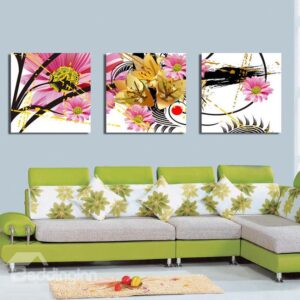 New Arrival Blooming Yellow and Pink Flowers Canvas Wall Prints