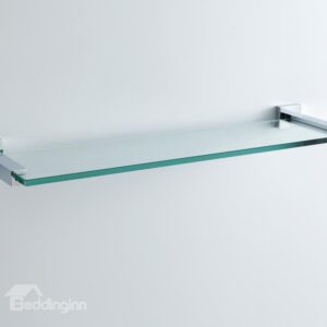 Contemporary Style Chrome Finish Wall Mounted Brass Metal Guardrail Glass Shelf