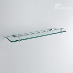 Contemporary Wall Mounted Metal Guardrail Brass Glass Shelf