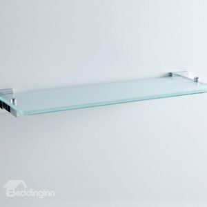 Contemporary Style Chrome Finish Metal Guardrail Brass Glass Shelf