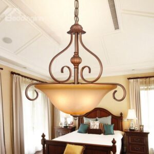 Bronze Iron Material Glass Shade Pendant Light