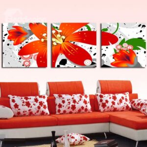 New Arrival Bright Lovely and Fancy Red Flowers Canvas Wall Prints