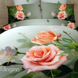 Beautiful Dewy Rose Print 3D Duvet Cover Sets